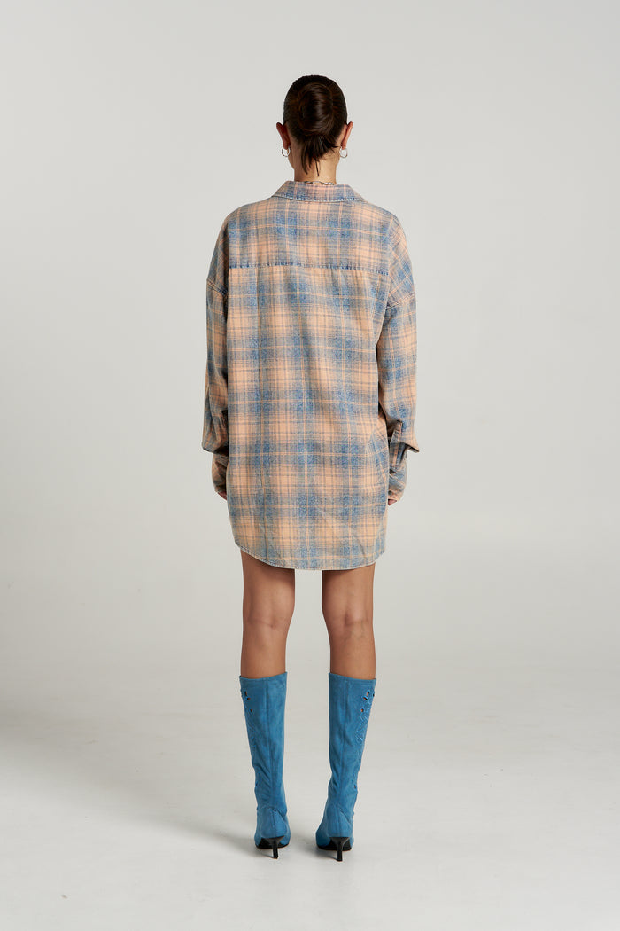 Pip Shirt Dress - Aperol Check. Summi Summi
