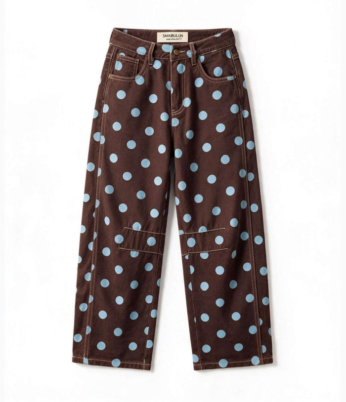 Polka Dot Barrel Jean - Blue. Sare Store