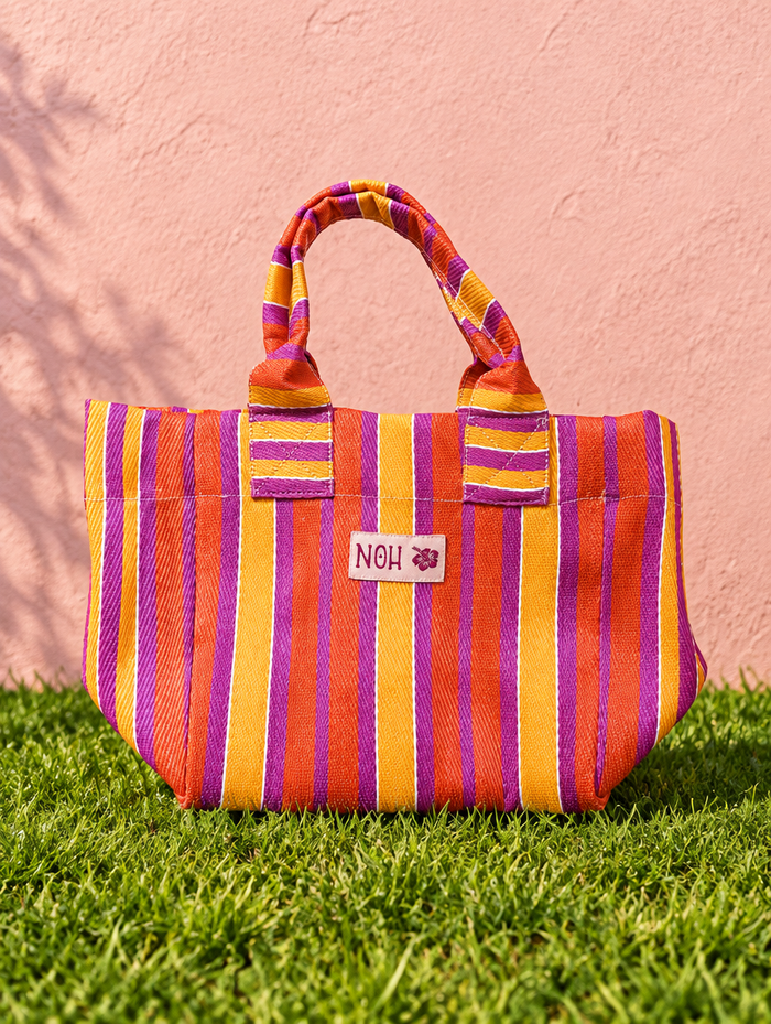 The Sunchaser Mini Tote | Pink Orange Purple Stripe