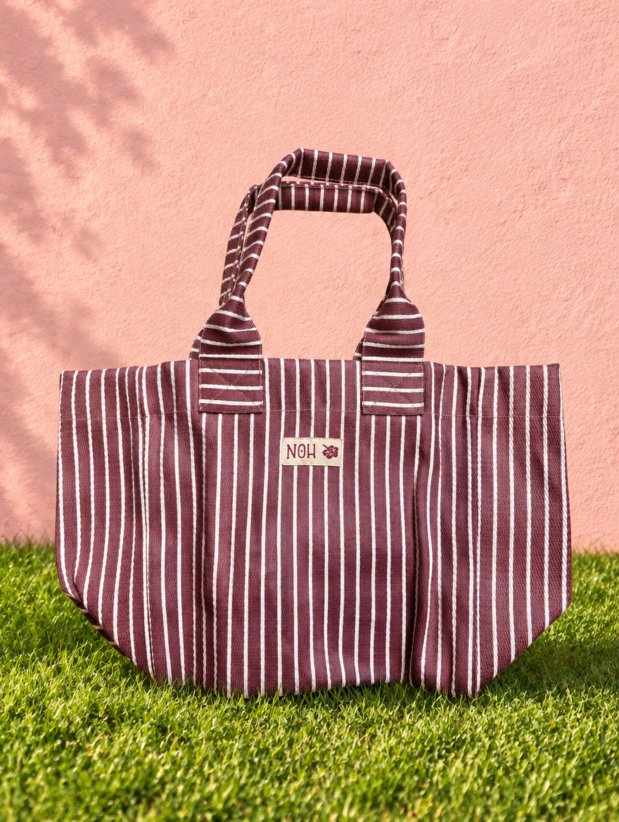 The Mallee Tote | Chocolate Cream Stripe