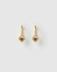 Ruby Heart Earrings - Red