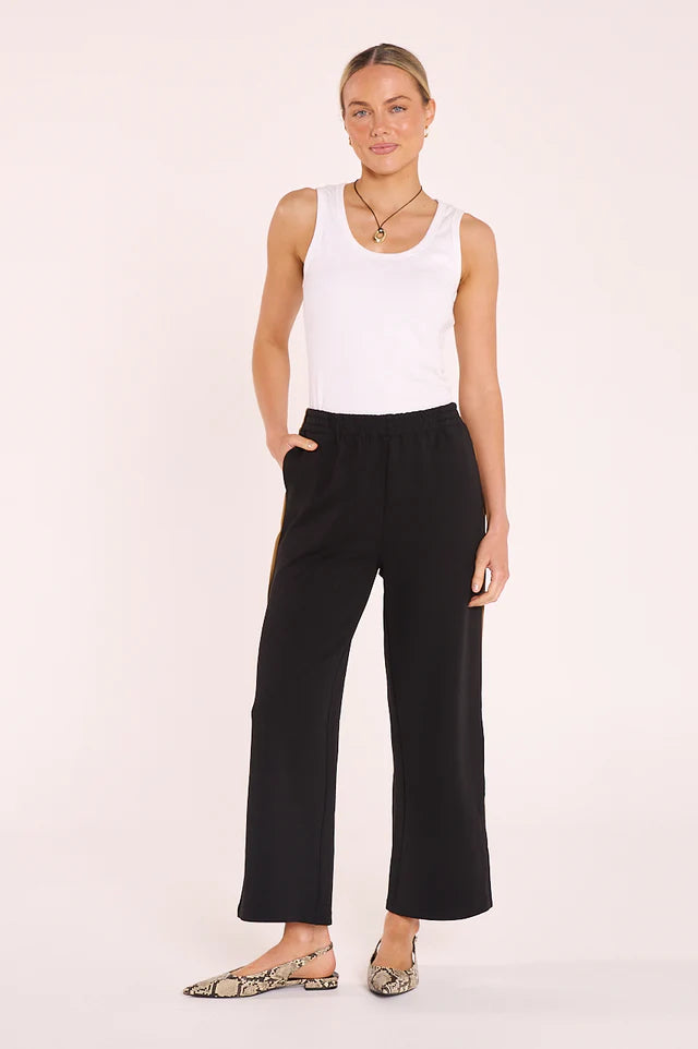 Rae Cropped Pant - Black Camel Stripe. Feather and Noise