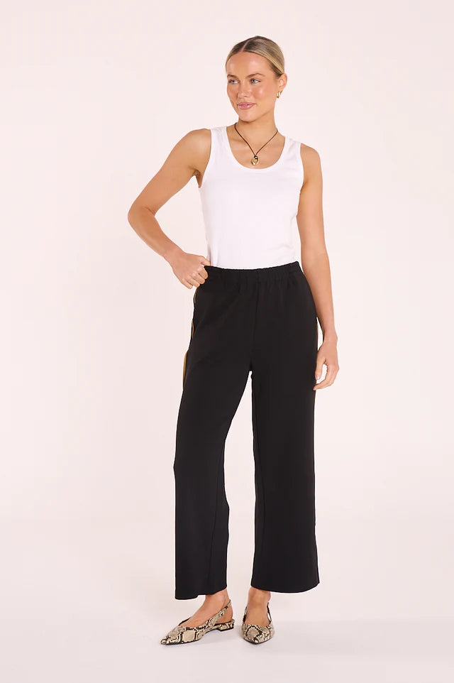 Rae Cropped Pant - Black Camel Stripe. Feather and Noise