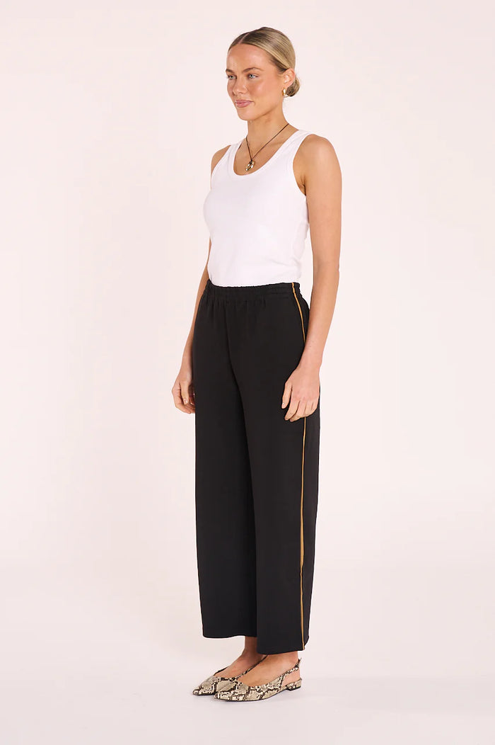 Rae Cropped Pant - Black Camel Stripe. Feather and Noise