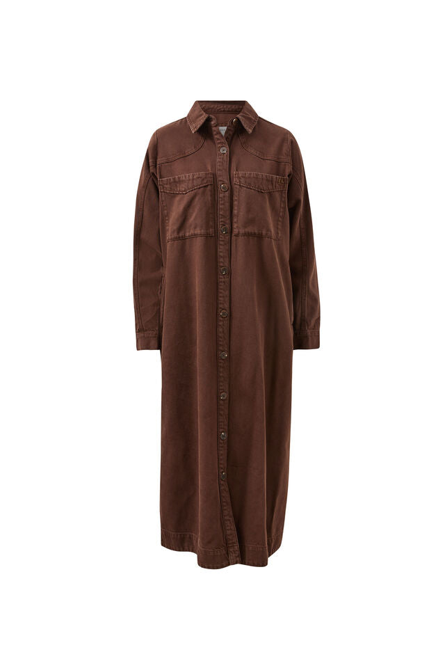 Rae Long Sleeve Midi Dress - Chocolate
