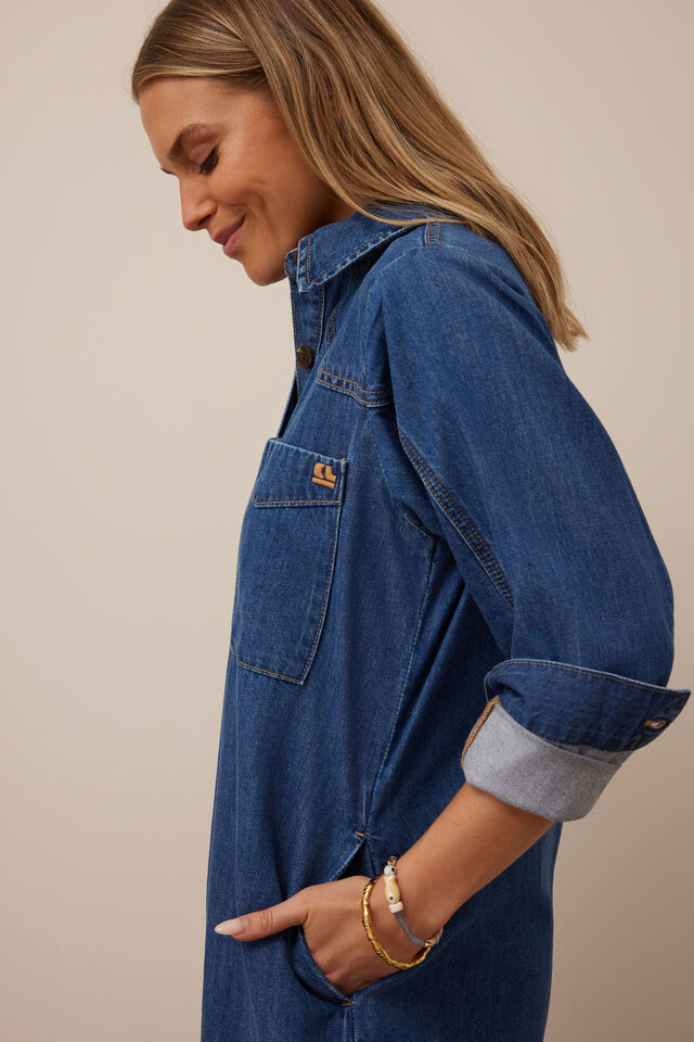 Rae Long Sleeve Midi Dress - Fresh Indigo