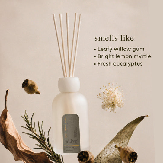 Reed Diffuser - Willow Gum & Lemon Myrtle. Al.ive Body