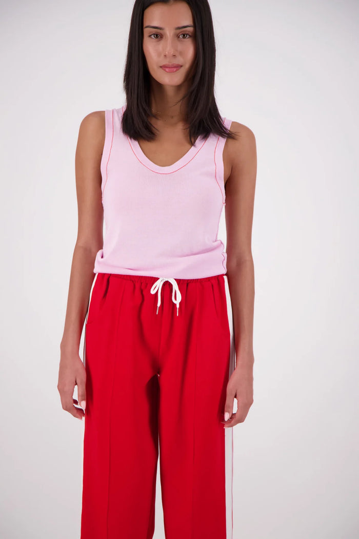 Riviera contrast Scoop Neck Knit Tank - Pink
