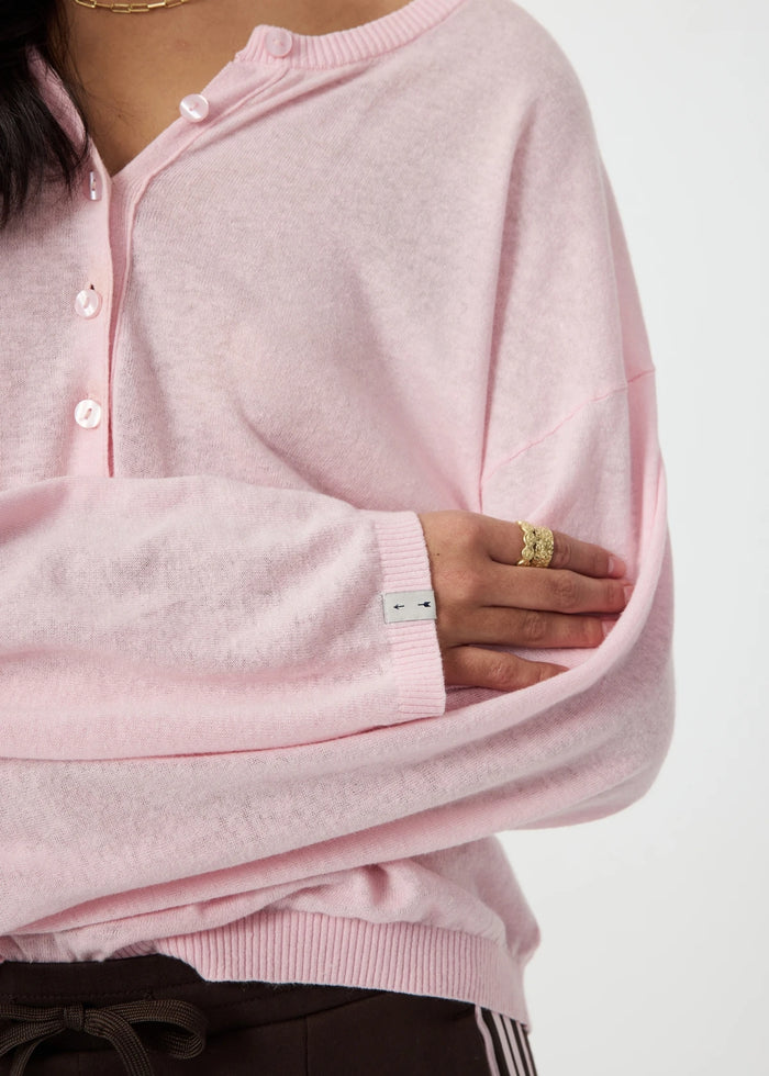 Rylee Knit Button Top - Rosewater