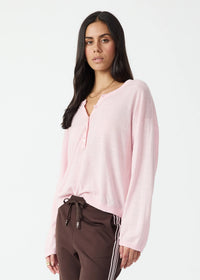 Rylee Knit Button Top - Rosewater