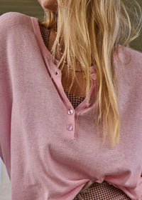 Rylee Knit Button Top - Rosewater