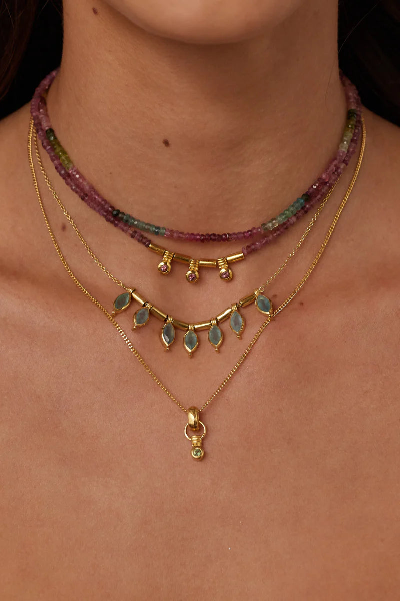 Tourmaline Ombre Gold Necklace