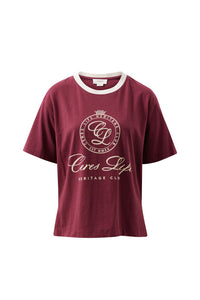 STEVIE SLOUCHY TEE - WASHED BURGUNDY/CLUB LOGO