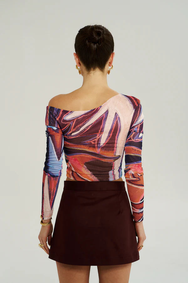 LS Off Shoulder Top - Bordeaux