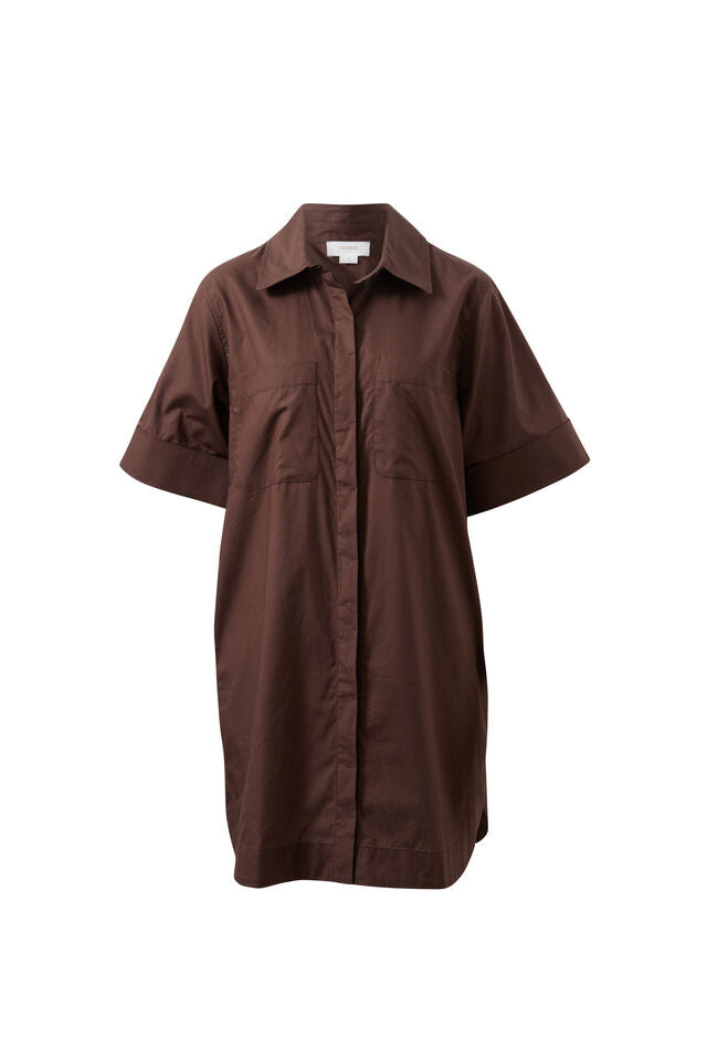 Sara Mini Shirt Dress - Bitter Choc. Ceres Life