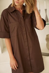 Sara Mini Shirt Dress - Bitter Choc. Ceres Life