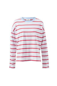 Scout Slouchy Long Sleeve Tee - White/China Blue Chilli Red Stripe. Ceres Life
