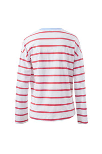 Scout Slouchy Long Sleeve Tee - White/China Blue Chilli Red Stripe. Ceres Life