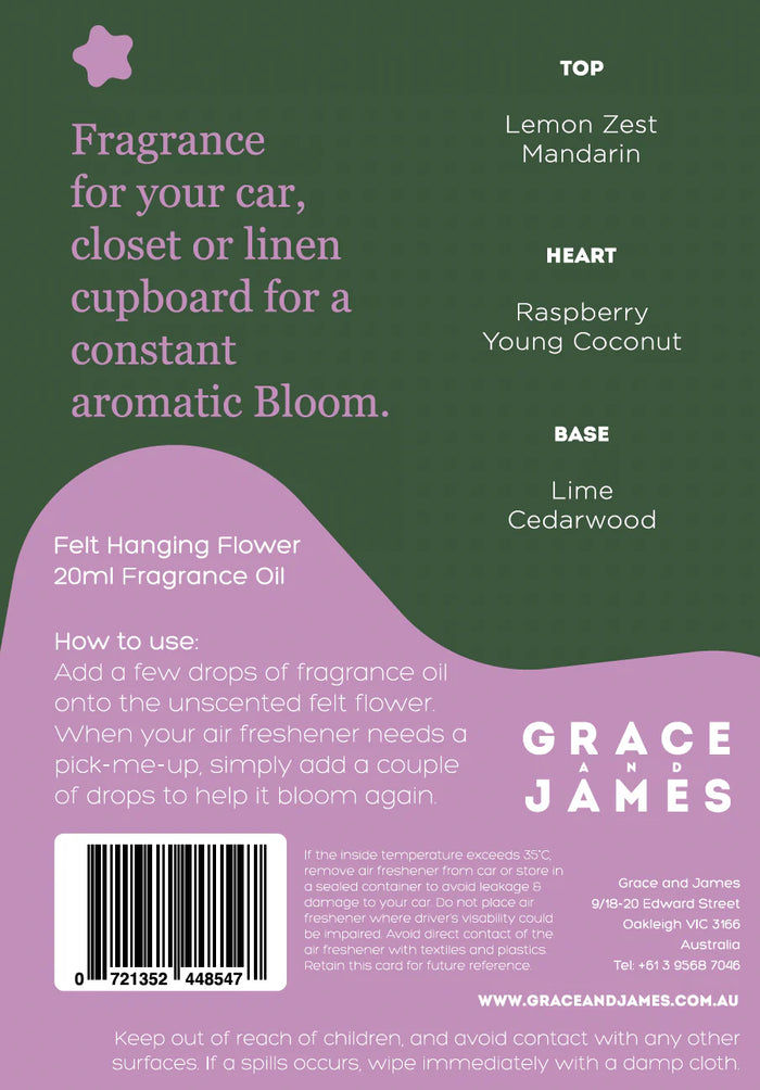 Bloom Collection - Yuzu, Lime & Coconut - Felt Air Freshener