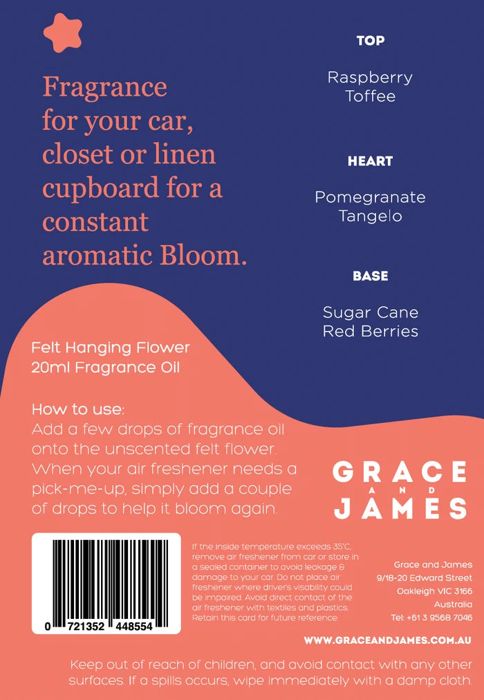 Bloom Collection - Raspberry & Pomegranate Felt Air Freshener