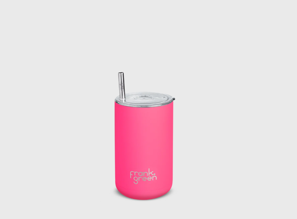 Iced Coffee Cup with Straw 15oz - Neon Pink