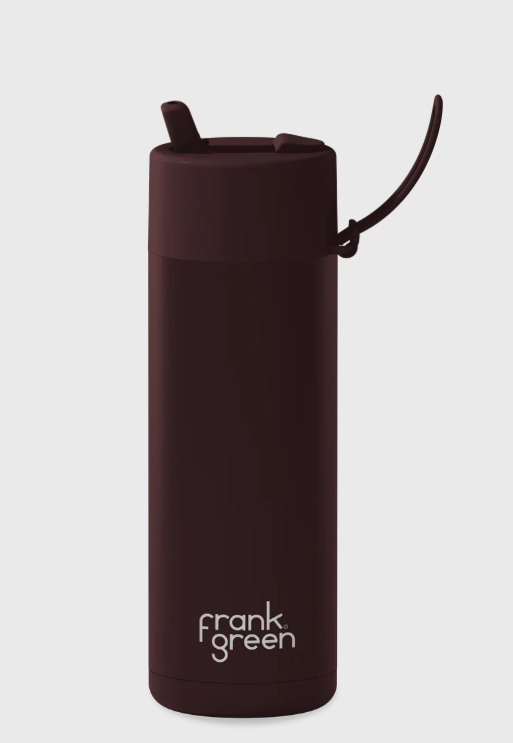 20oz Stainless Steel Ceramic Reusable Bottle Chocolate with Flip Straw Lid