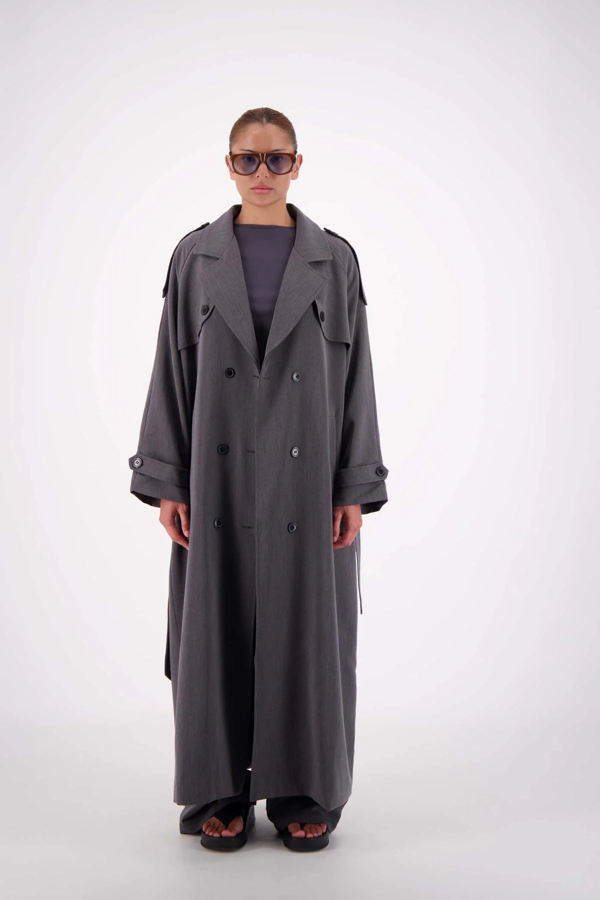 Serena Trench Coat - Steel Grey