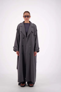 Serena Trench Coat - Steel Grey