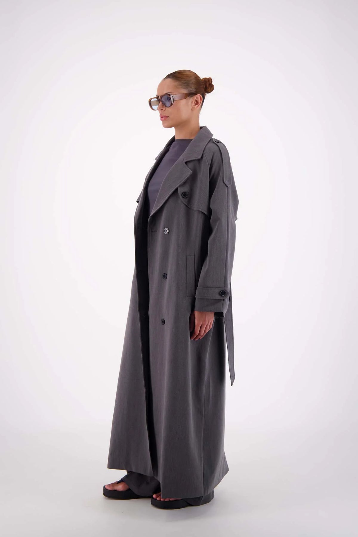 Serena Trench Coat - Steel Grey