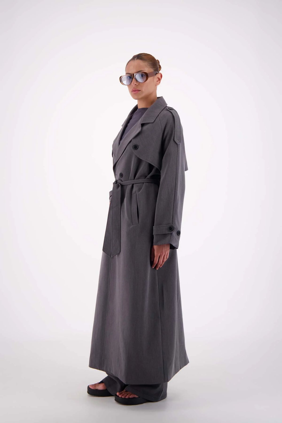Serena Trench Coat - Steel Grey