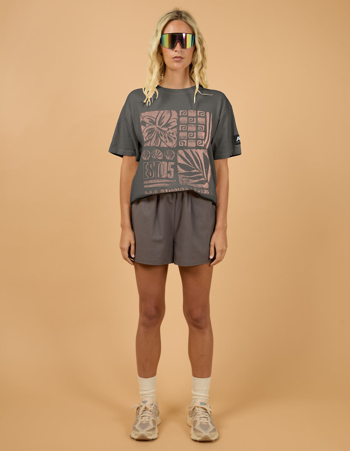 Sidelines Relaxed Tee - Charcoal. All About Eve