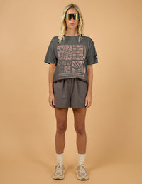 Sidelines Relaxed Tee - Charcoal. All About Eve