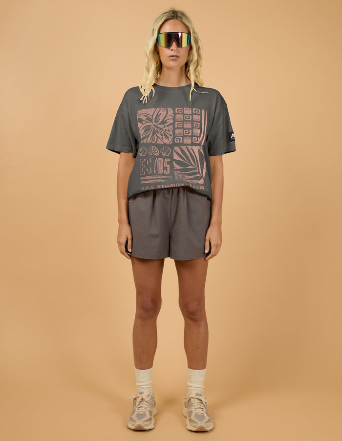Sidelines Relaxed Tee - Charcoal. All About Eve