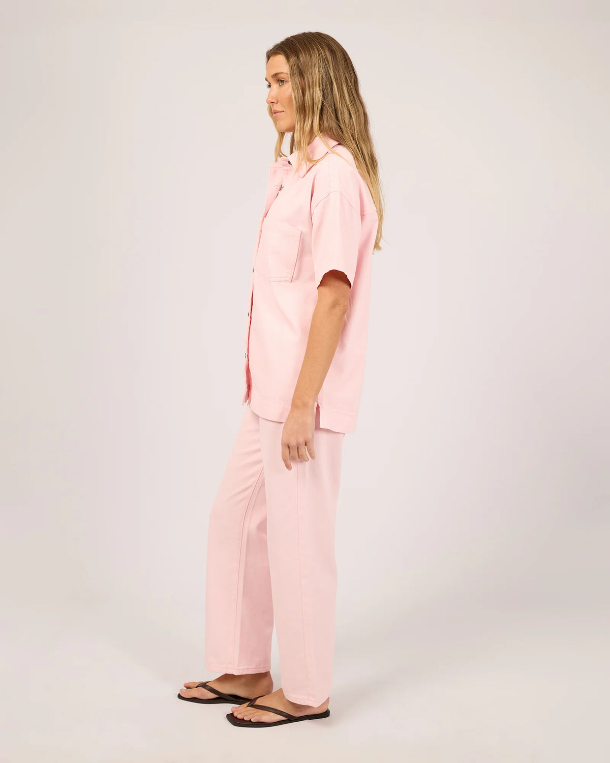 Simi Denim Shirt - Pink. All About Eve