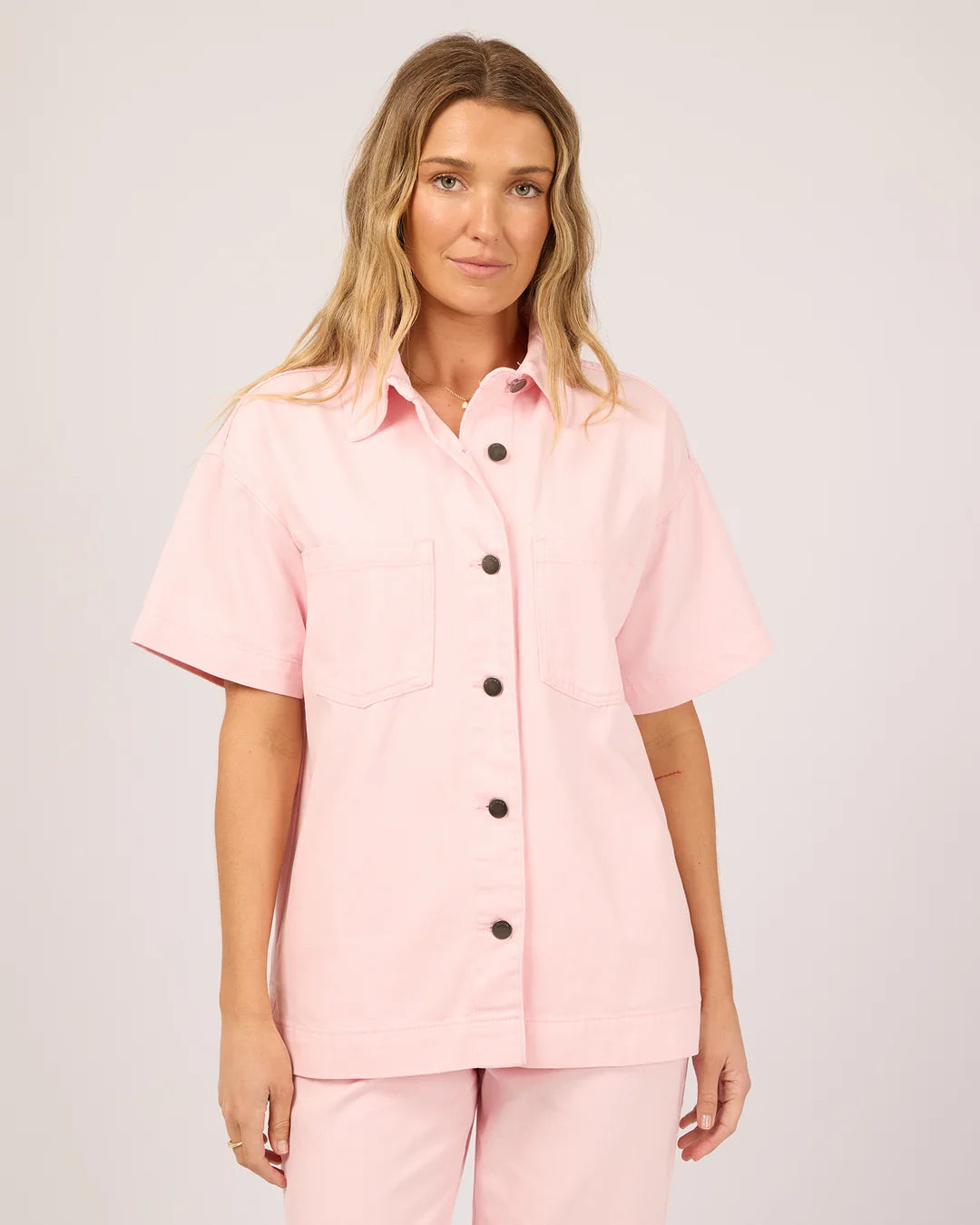 Simi Denim Shirt - Pink. All About Eve