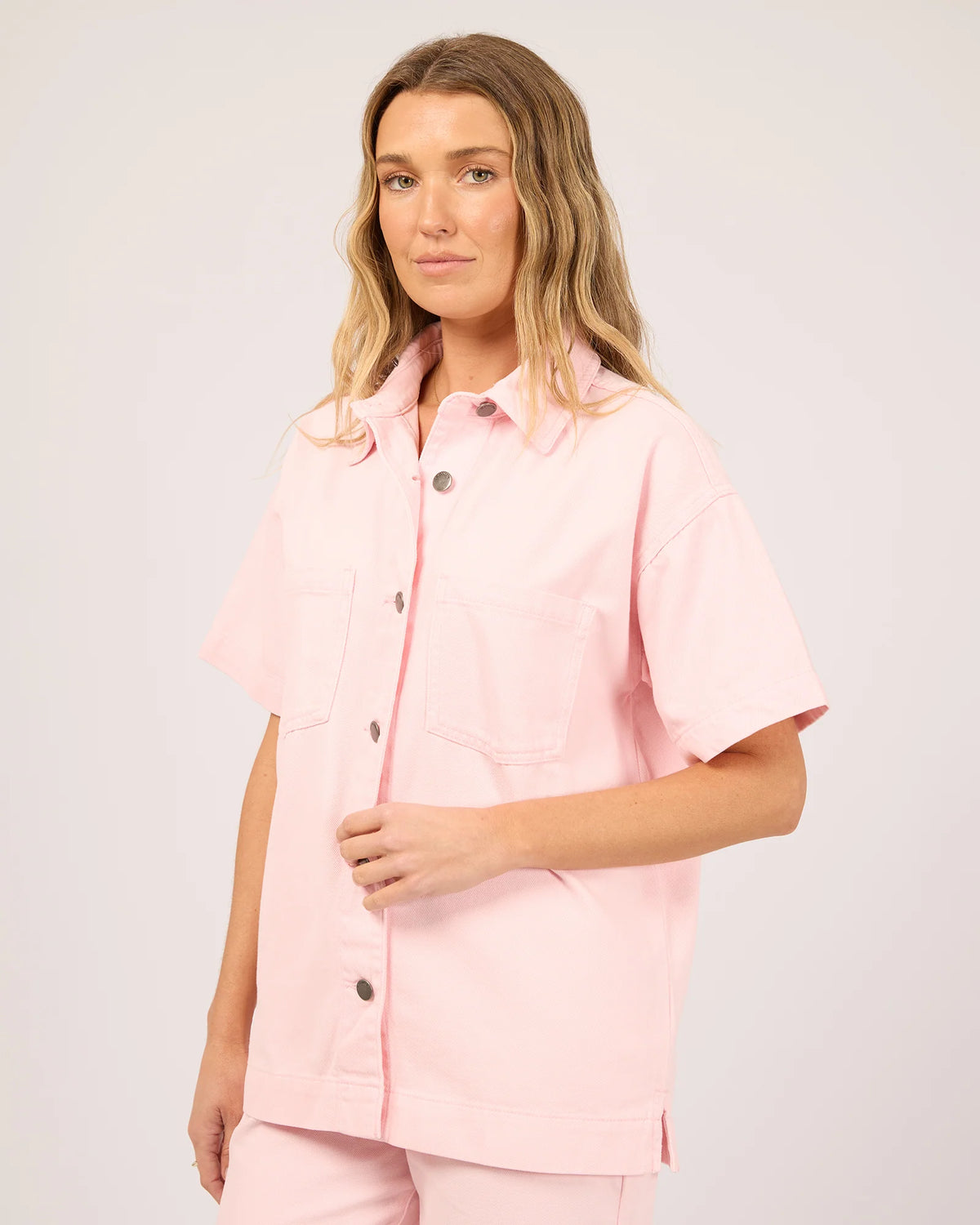 Simi Denim Shirt - Pink. All About Eve