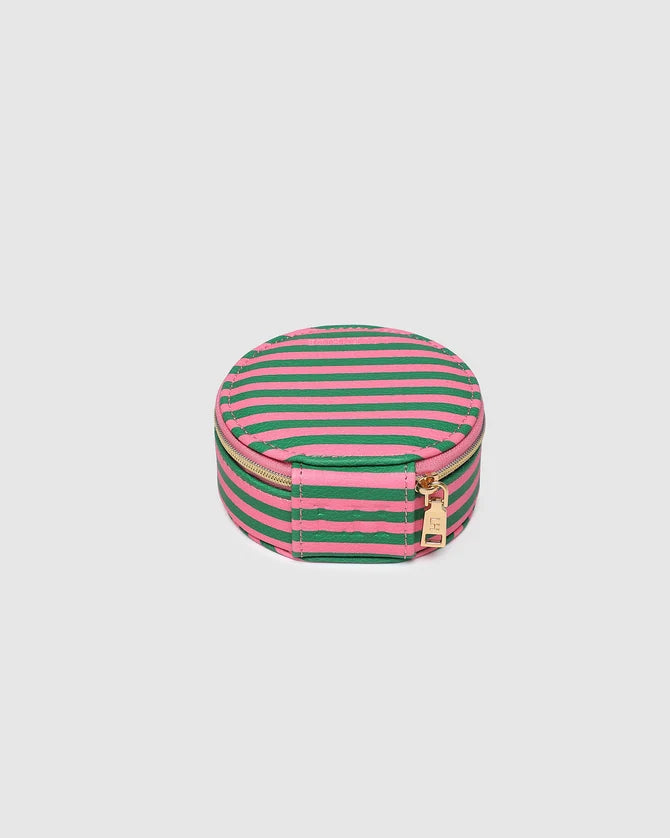 Sisco Stripe Jewellery Box - Green/Bubblegum Pink