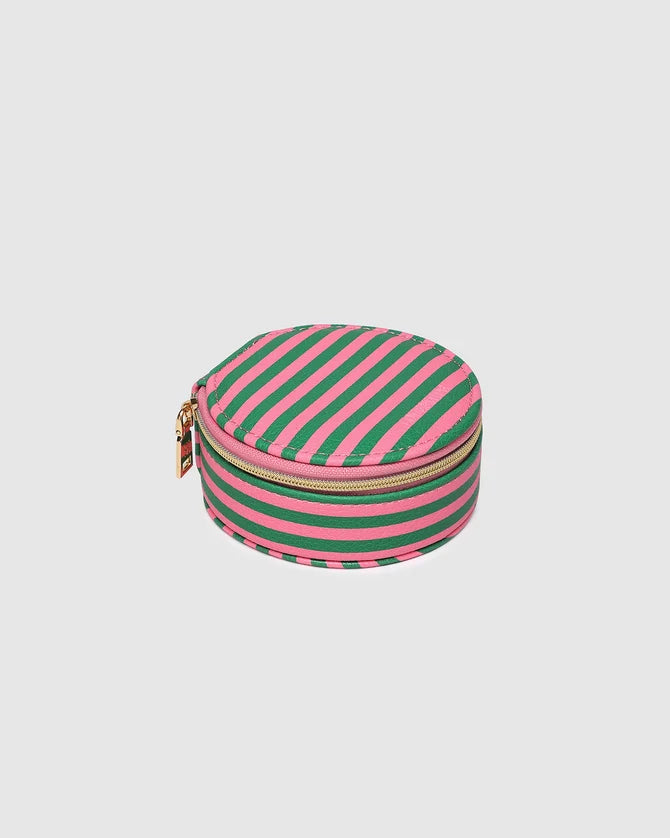 Sisco Stripe Jewellery Box - Green/Bubblegum Pink