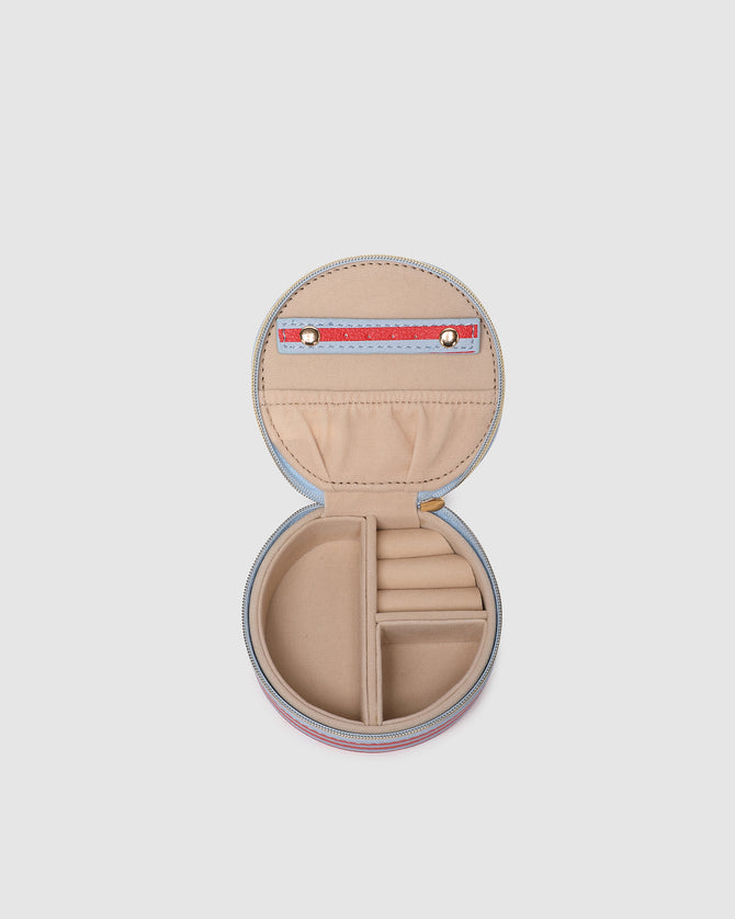 Sisco Stripe Jewellery Box - Red/Sky Blue