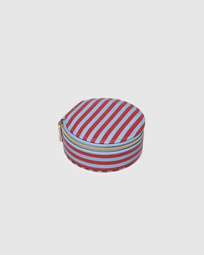 Sisco Stripe Jewellery Box - Red/Sky Blue