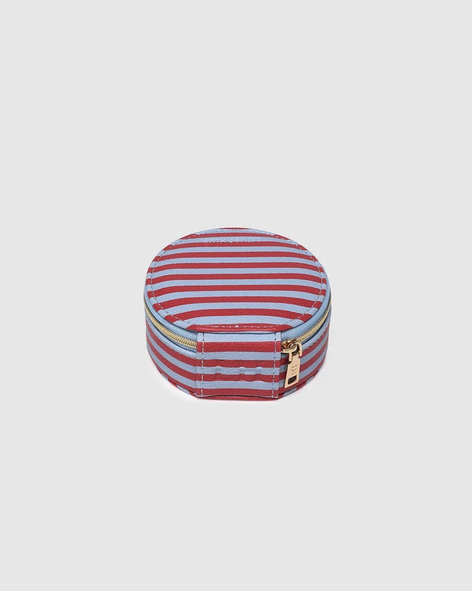 Sisco Stripe Jewellery Box - Red/Sky Blue