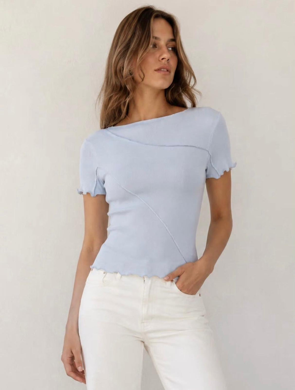 Sita Short Sleeve Tee - Soft Blue. Sare Store