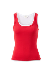 Skylar Layered Rib Tank - Red/White. Ceres Life