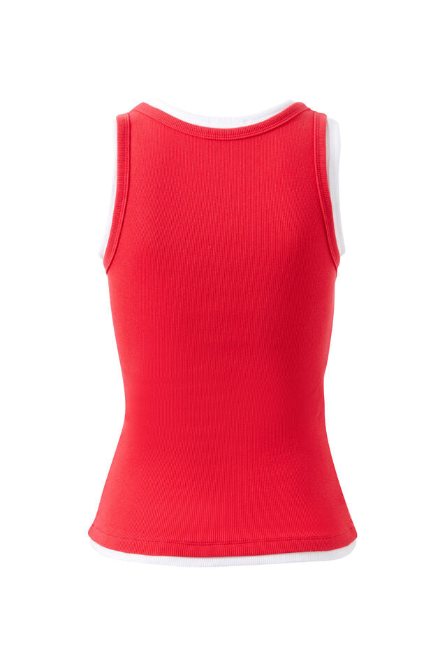 Skylar Layered Rib Tank - Red/White. Ceres Life