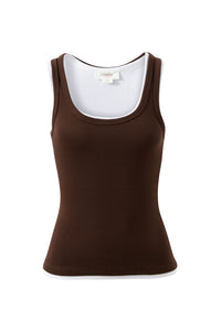 Skylar Layered Rib Tank - Choc/White. Ceres Life