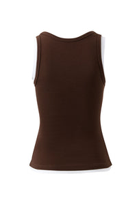 Skylar Layered Rib Tank - Choc/White. Ceres Life
