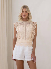 Sleeveless Lace Top - Latte