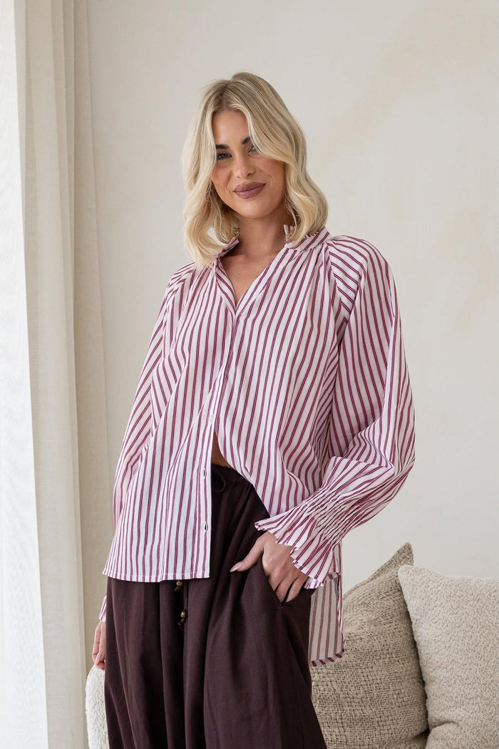 Sorrento Shirt - Pink/Wine. Sare Store