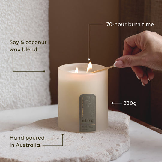 Soy Candle - Willow Gum & Lemon Myrtle. Al.ive Body