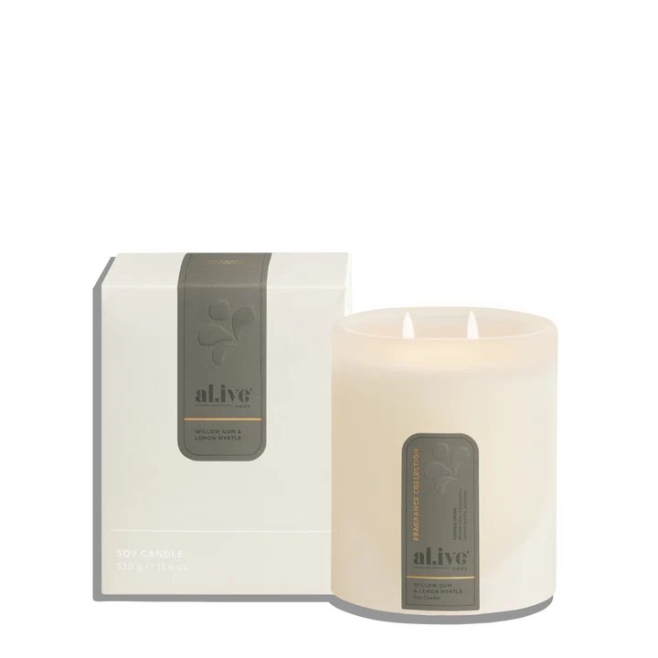 Soy Candle - Willow Gum & Lemon Myrtle. Al.ive Body